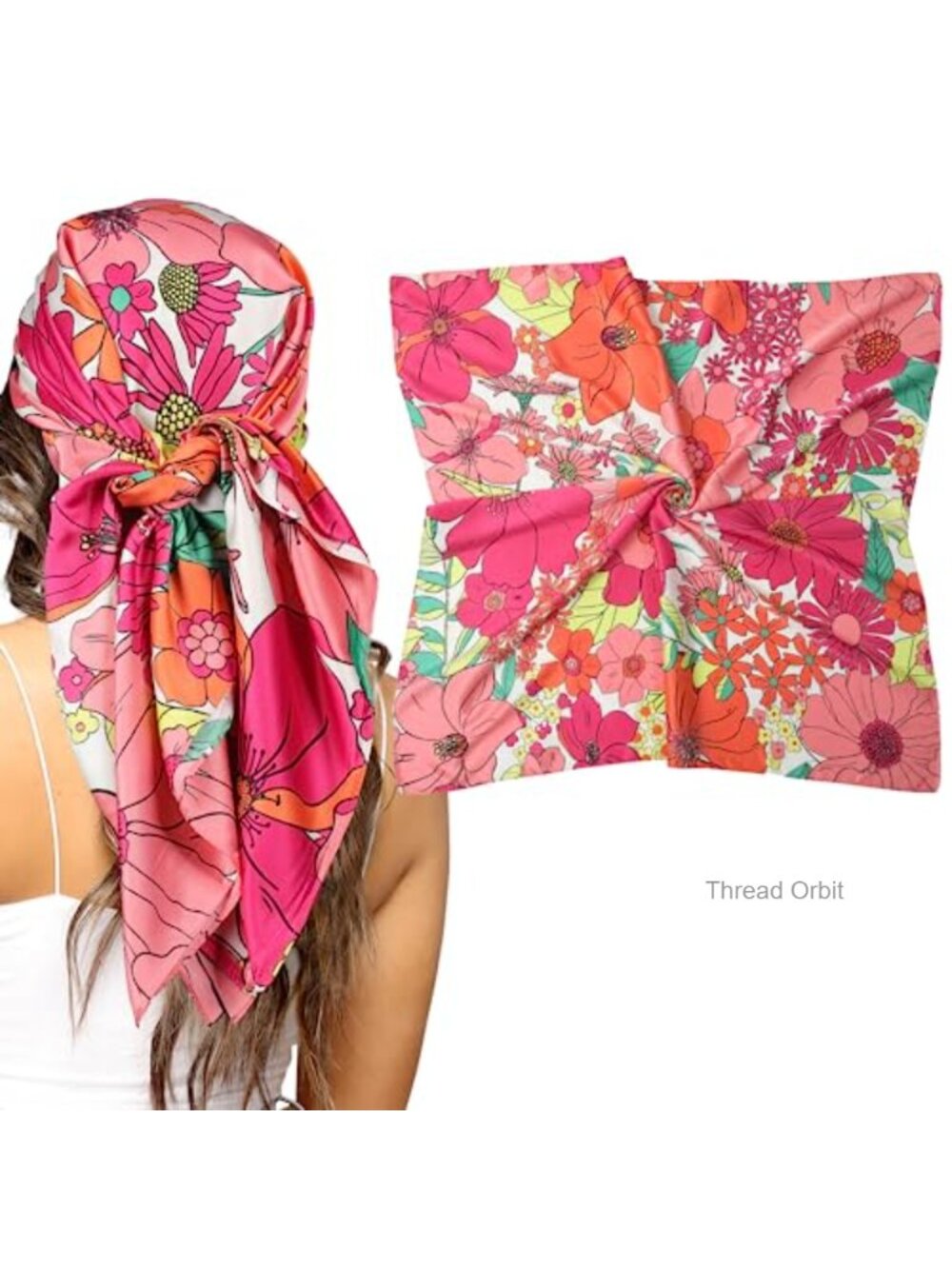 Large Satin Silk-Feeling Head Scarf Hair Bandana & Sleep Wrap
